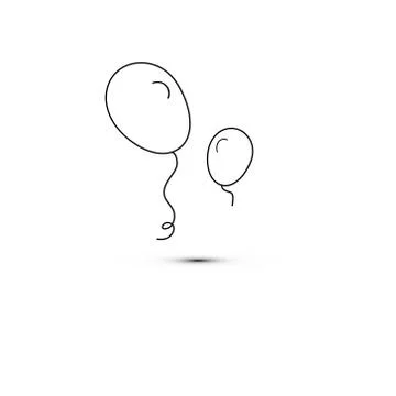 Simple flat style icon of beautiful two balloons for the feast of love on happy Stock Illustration
