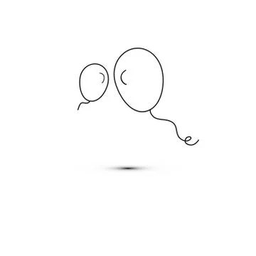 Simple flat style icon of beautiful two balloons for the feast of love on happy Stock Illustration