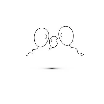 Simple flat style icon of beautiful three balloons for the feast of love on Stock Illustration