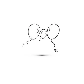 Simple flat style icon of beautiful two balloons for the feast of love on happy Stock Illustration