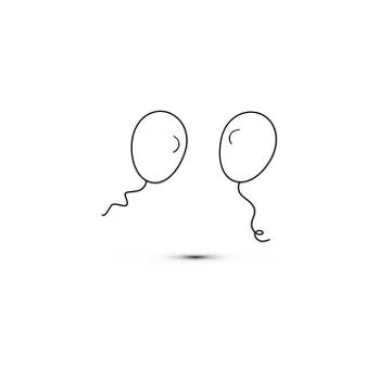 Simple flat style icon of beautiful two balloons for the feast of love on Stock Illustration
