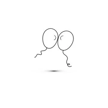Simple flat style icon of beautiful two balloons for the feast of love on Stock Illustration