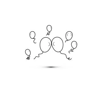Simple flat style icon of beautiful two balloons for the feast of love on 스톡 일러스트