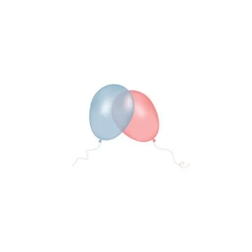 Simple flat style icon of beautiful two balloons in the form of hearts for the Stock Illustration