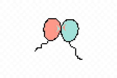 Simple flat style icon of beautiful two Pixelated balloons for the feast of love Illustrazione stock