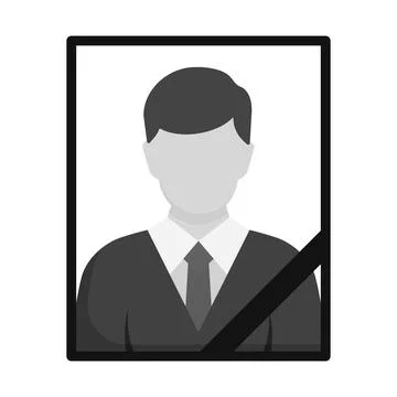 Simple flat-style illustration of a man s funeral photo with a black diagon.. Stock Illustration