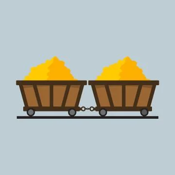 Simple Flat Style Train of Gold Mining Vector Illustration Graphic 스톡 일러스트