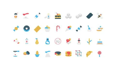 Simple Flat Sugar Candy Food Icon Set イラスト素材