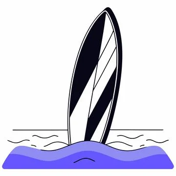 Simple Flat Surfboard Graphic Vector Stock Illustration