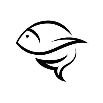 Simple flat symbol of swimming fish logo vector isolated on white background Stock Illustration