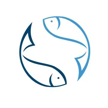 Simple flat symbol of swimming fish logo vector isolated on white background Stock Illustration