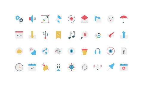 Simple Flat User Interface Icon Set Collection 스톡 일러스트