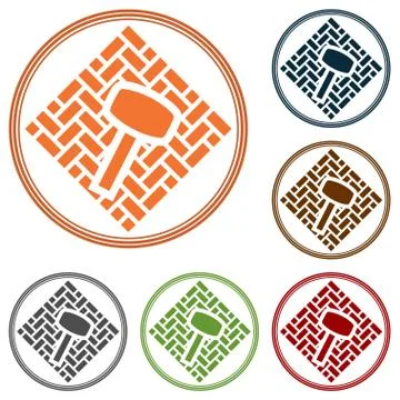 Simple flat vector icon or logo for stone paving services Stock Illustration