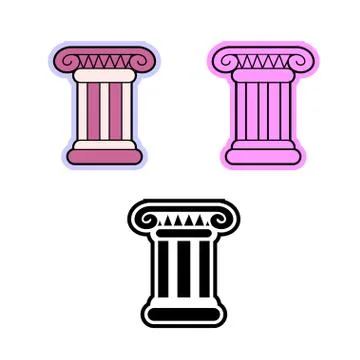 Simple flat vector icon of Roman or Greek pillar (the Ionic order column) Stock Illustration
