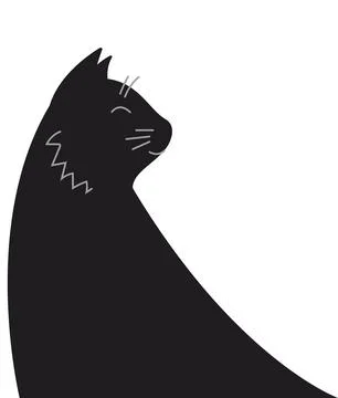 Simple flat vector illustration of black smiling happy cat in cartoon style. 스톡 일러스트