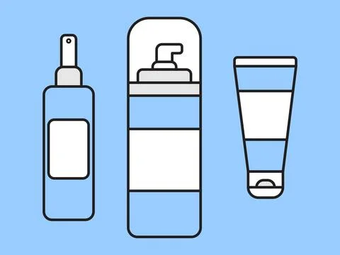 Simple flat vector illustration of cosmetics set. Cosmetical tools Illustrazione stock