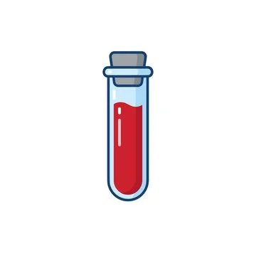 A simple flat vector illustration of a laboratory test tube filled with red l Иллюстрация