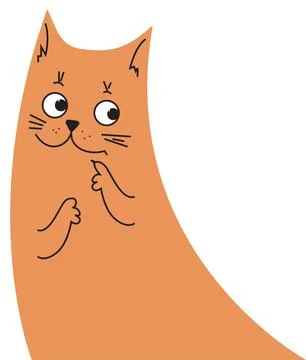 Simple flat vector illustration of orange smiling happy cat in cartoon style Illustrazione stock