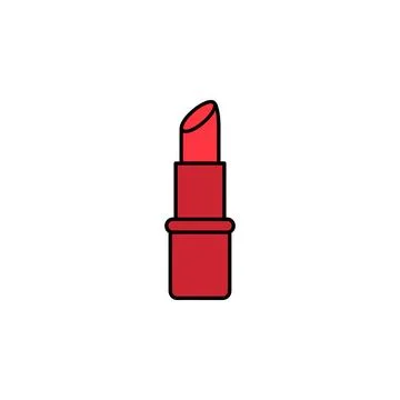 Simple flat vector illustration of a red lipstick with an angled tip and cyli Illustrazione stock