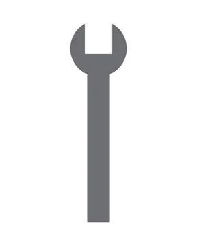 Simple flat vector illustration of a wrench tool in grayscale cartoon style Stock Illustration
