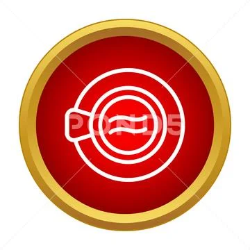 Simple flat washing machine icon on red button イラスト素材