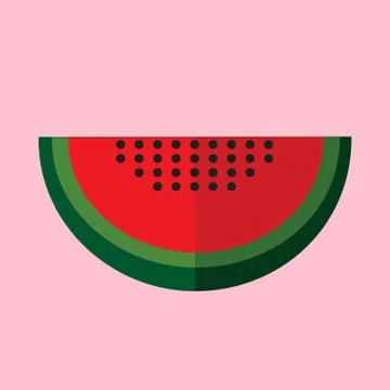 Simple Flat Watermelon Slice Vector Illustration Stock Illustration