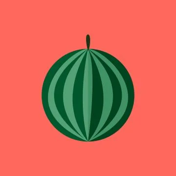 Simple Flat Watermelon Vector Illustration Stock Illustration