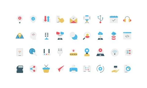 Simple Flat Web Operation Icon Set Collection Illustrazione stock