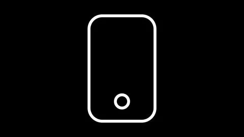 Simple flat white color mobile phone icon isolate on black. Illustrazione stock