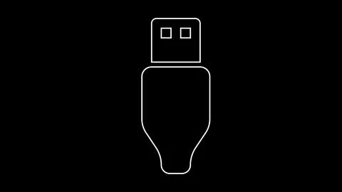 Simple flat white usb icon isolate on black. Stock Illustration