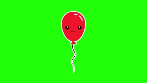 Simple Floating Cartoon Balloon Sticker on Green Background Stock Footage 284175716