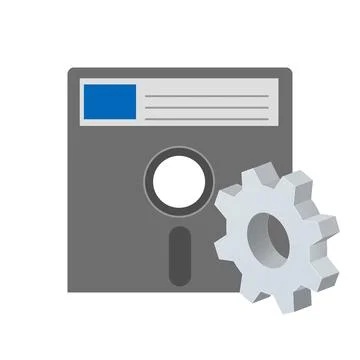 Simple floppy disk with gear icon Settings icon or instruction Stock Illustration