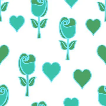 Simple Floral 60s Inspired Vector Repeating Pattern Stock Illustration