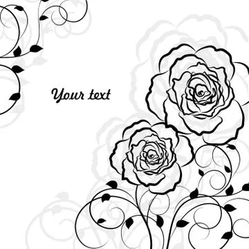 Simple floral background in black isolated on white background イラスト素材