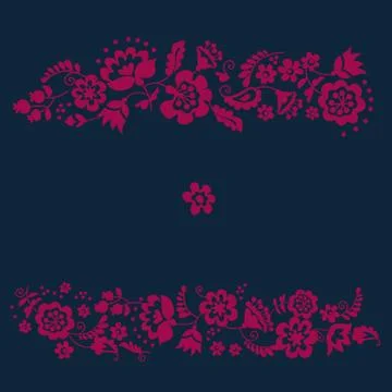 Simple floral decorative element inspired by Ukrainian folk culture. Monochro Stock Illustration