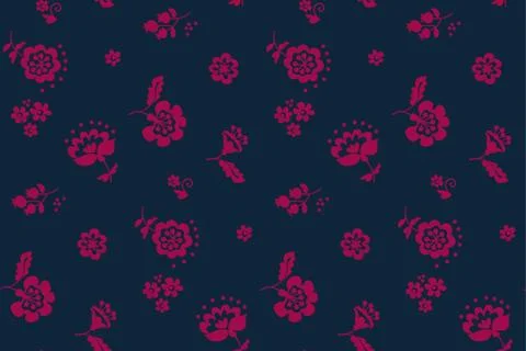 Simple floral decorative seamless pattern inspired by Ukrainian folk culture. Stock Illustration