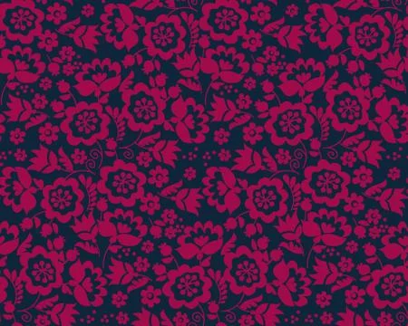 Simple floral decorative seamless pattern inspired by Ukrainian folk culture. Illustrazione stock