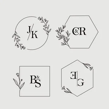 Simple Floral frame with initial letter Stock Illustration