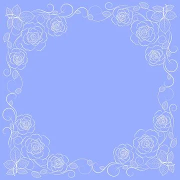 Simple floral frame in white Stock Illustration