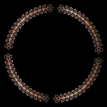 Simple floral linear golden frame, design elements イラスト素材