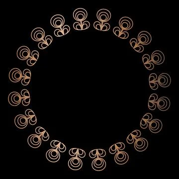 Simple floral linear golden frame, design elements Stock Illustration