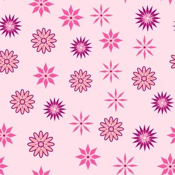 Simple floral ornament. Abstract vector seamless pattern with large flowers.  Illustrazione stock