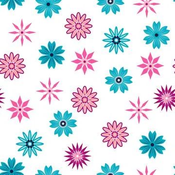 Simple floral ornament. Abstract vector seamless pattern with large flowers.. Illustrazione stock