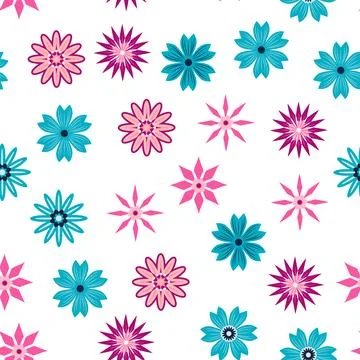 Simple floral ornament. Abstract vector seamless pattern with large flowers.. Illustrazione stock