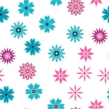 Simple floral ornament. Abstract vector seamless pattern with large flowers.. Illustrazione stock
