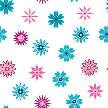 Simple floral ornament. Abstract vector seamless pattern with large flowers.. Illustrazione stock