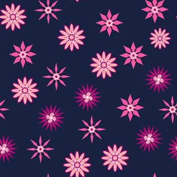 Simple floral ornament. Abstract vector seamless pattern with large flowers.. Illustrazione stock