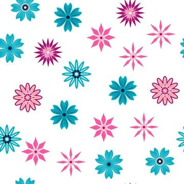 Simple floral ornament. Abstract vector seamless pattern with large flowers.. Illustrazione stock