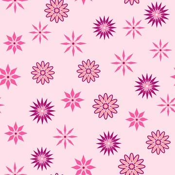 Simple floral ornament. Abstract vector seamless pattern with large flowers.. Illustrazione stock