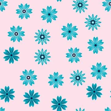 Simple floral ornament. Abstract vector seamless pattern with large flowers.. Illustrazione stock